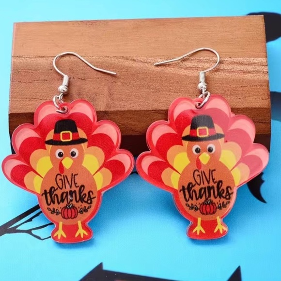Acrylic Turkey Earrings - Picture 2 of 6